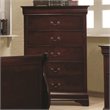 Coaster Louis Philippe 5 Drawer Chest in Red Brown