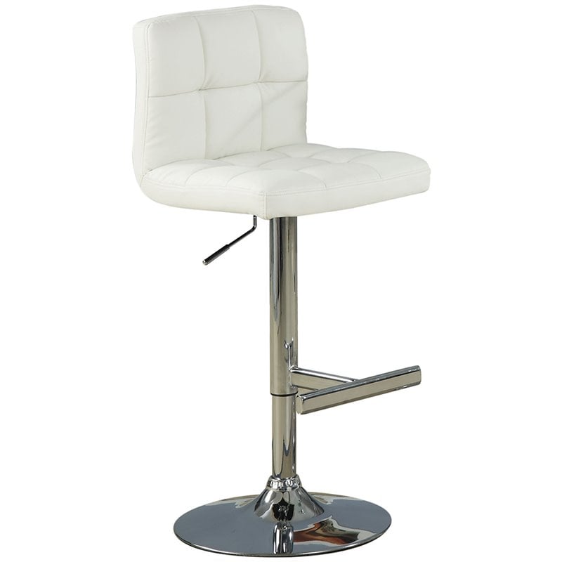 Coaster Contemporary Adjustable Chrome Bar Stool in White   120356