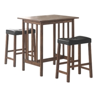 Winsome Inglewood 3 Piece Square Pub Dining Set in Antique Walnut