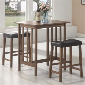 coaster 3 piece counter height dining set in nut brown and black