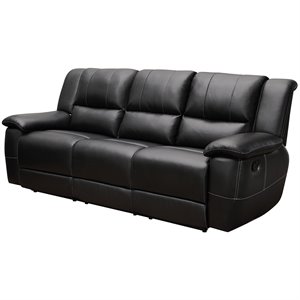 coaster lee faux leather reclining sofa with pillow arms in black