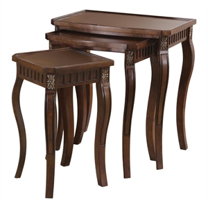 Coaster Daphne 3-Piece Curved Leg Wood Nesting Table in Warm Brown