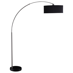 Coaster Contemporary Metal Pendant Drum Shade Floor Lamp in Black