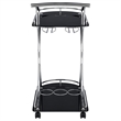 Elfman 2-tier Glass Shelf Metal Bar Cart Black and Chrome