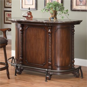 Coaster Traditional Home Bar Unit with Marble Top in Cherry