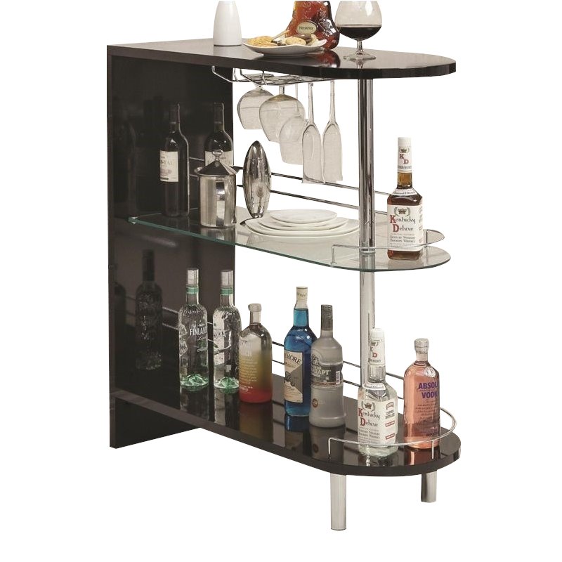 Coaster Bar Table in Glossy Black and Chrome Cymax Business