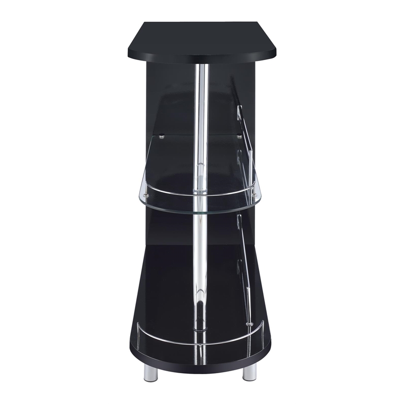 Coaster Bar Table in Glossy Black and Chrome Metal