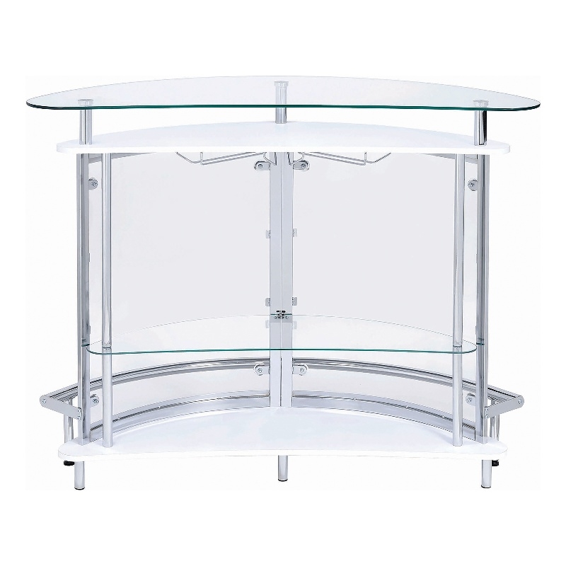 Coaster Contemporary Glass Home Bar Unit with Clear Acrylic Front in White