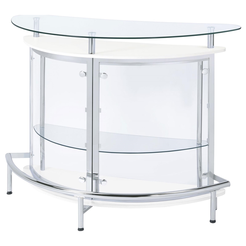 Coaster Contemporary Glass Home Bar Unit with Clear Acrylic Front in White