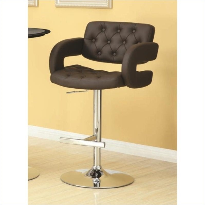 Coaster Contemporary Adjustable Bar Stool in Brown and Chrome Cymax Business