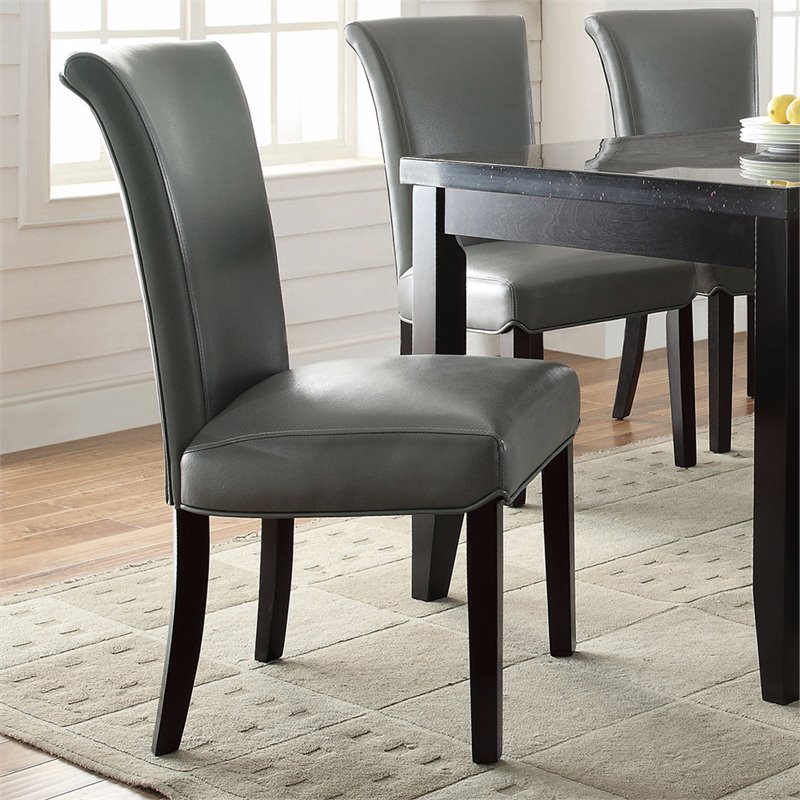 Coaster Newbridge Faux Leather Dining Side Chair in Gray and Black 102882