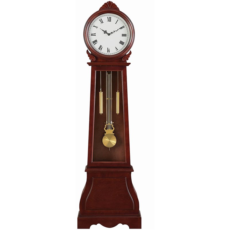 Coaster Grandfather Clock with Chime in Reddish Brown