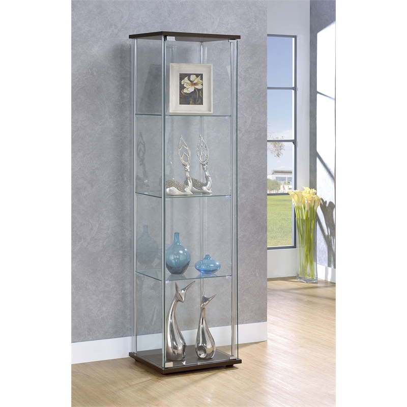 Coaster Bellatrix 3-shelf Clear Glass Curio Cabinet in Cappuccino