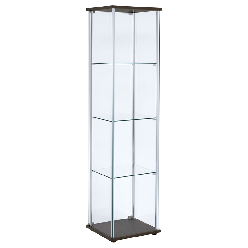 Coaster Bellatrix 3-shelf Clear Glass Curio Cabinet in Cappuccino