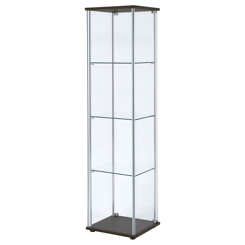 Coaster Bellatrix 3-shelf Clear Glass Curio Cabinet in Cappuccino