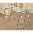 Coaster Patton World Map Glass Top Writing Desk in Nickel