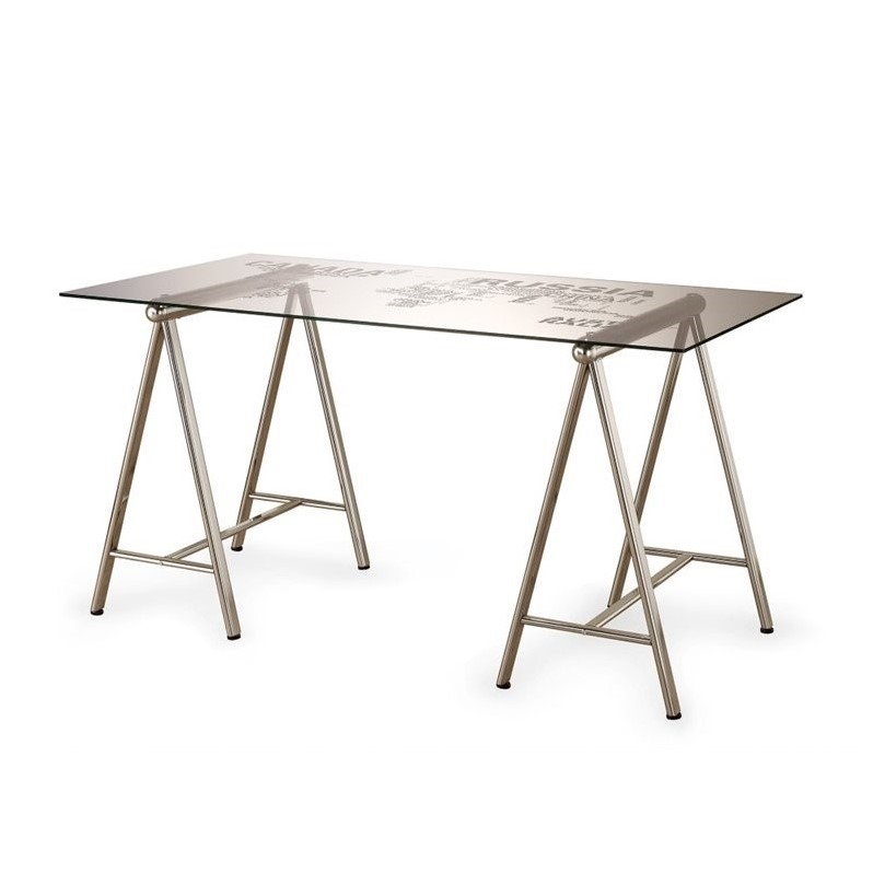 Coaster World Map Writing Desk In Nickel 801504 Coaster World Map Writing Desk In Nickel