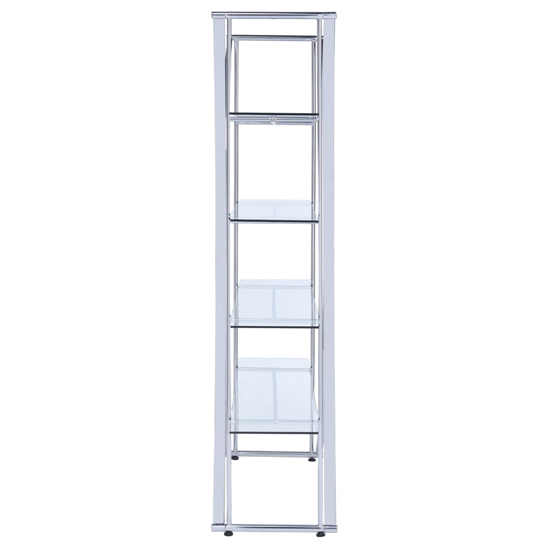 Coaster 4-Shelf Contemporary Floating Glass X Motif Bookcase in Clear