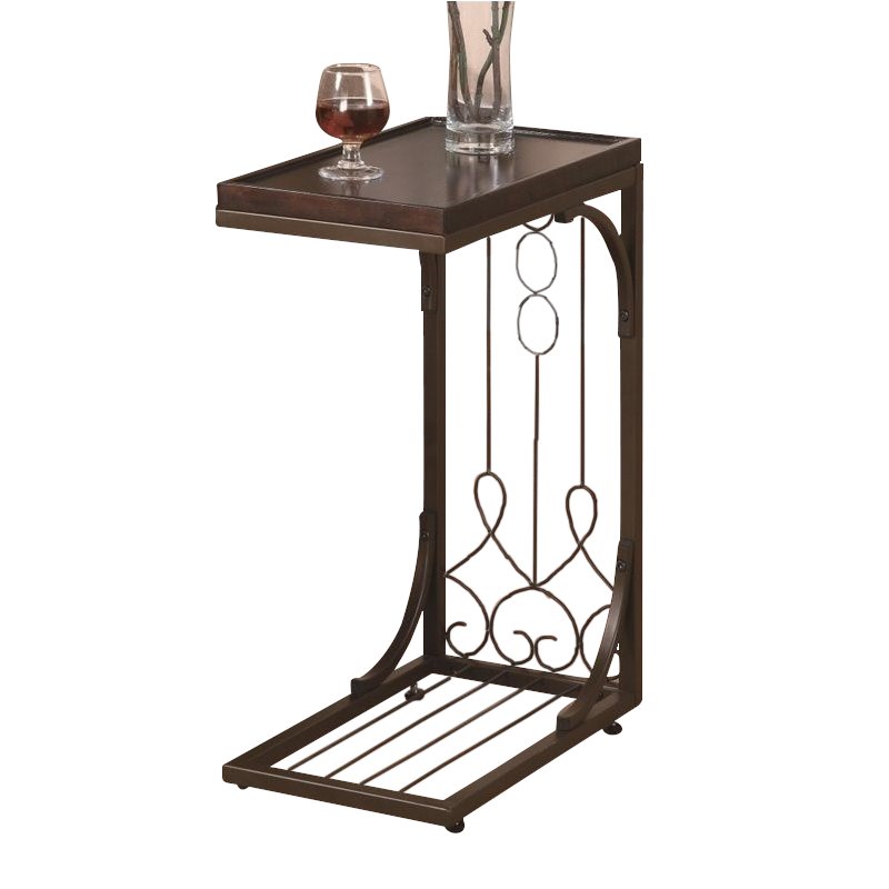 Brown Coaster 900280 Snack Table with Burnished Copper Base Home