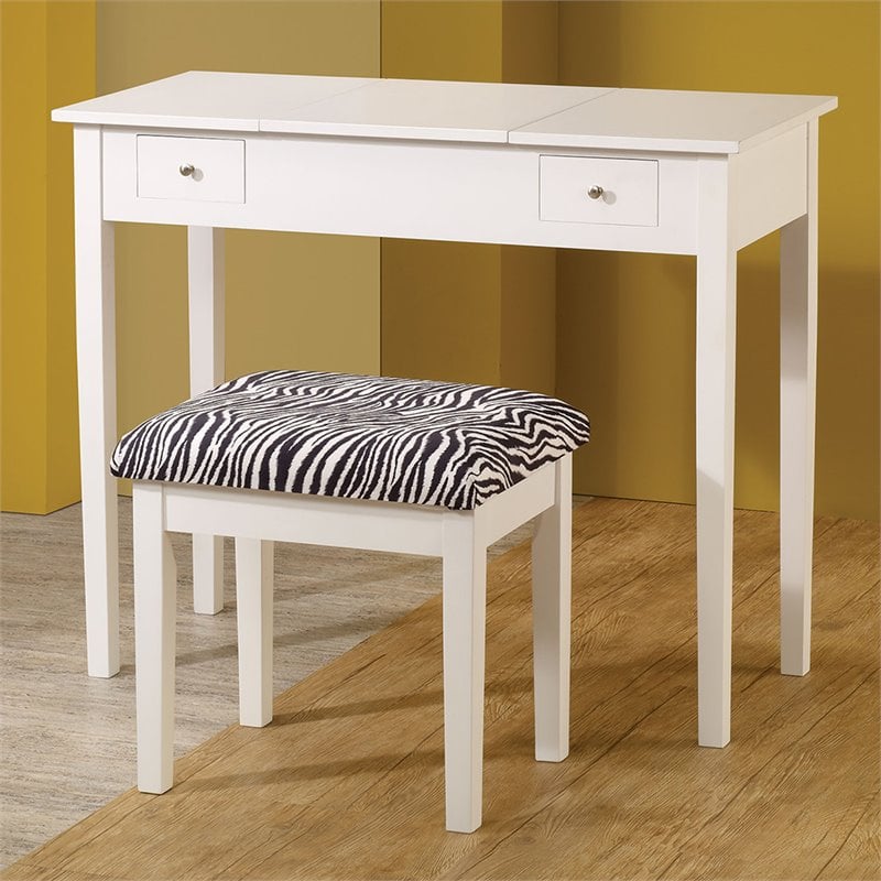 Coaster 2 Piece Bedroom Vanity Set in White and Black ...