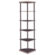 Bonwick 5-shelf Metal Frame Corner Bookshelf Cappuccino