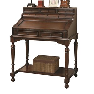 coaster milo 10-drawer traditional wood secretary desk in warm brown