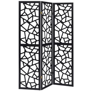 coaster 3 panel intricate mosaic room divider in black