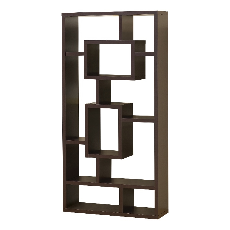 Coaster 10-shelf Transitional Wood Geometric Bookcase in Cappuccino
