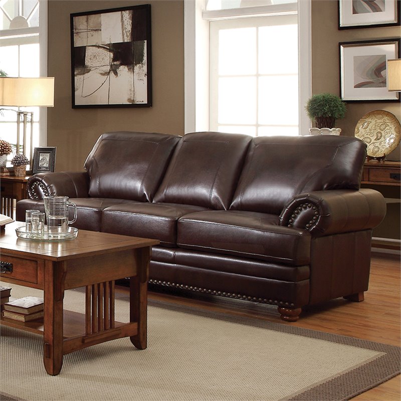 Coaster Colton Faux Leather Sofa With, Coaster Furniture Sofa Reviews