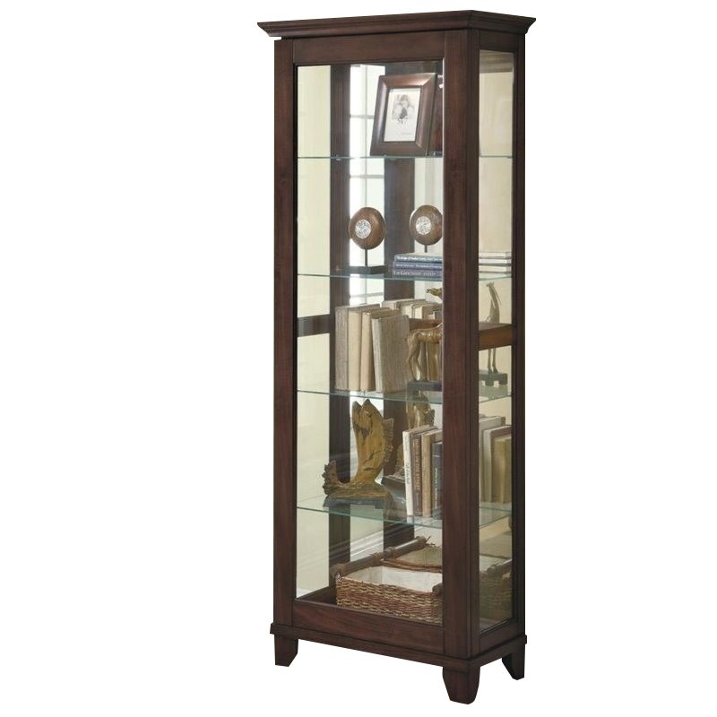 Coaster 5 Shelf Curio with Can Lighting in Medium Brown 950187