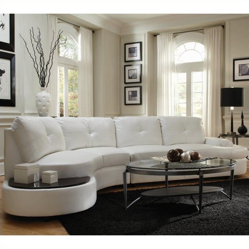 Coaster Talia Bonded Leather Sectional With Table In White Coaster Talia Bonded Leather Sectional With Table In White