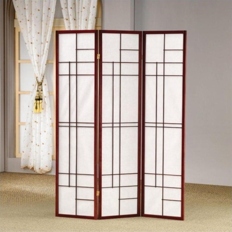 Katerina 3-Panel Room Divider Folding Shoji Screen Cherry