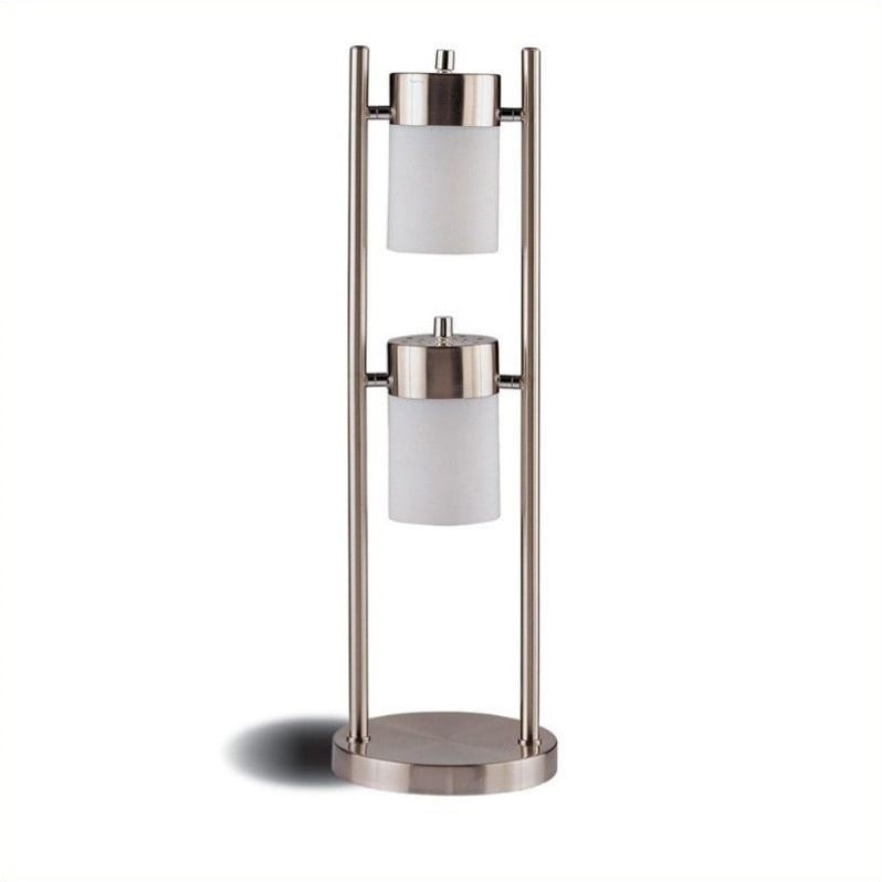 white and silver table lamp