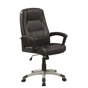 coaster ergonomic faux leather swivel office chair in black and silver