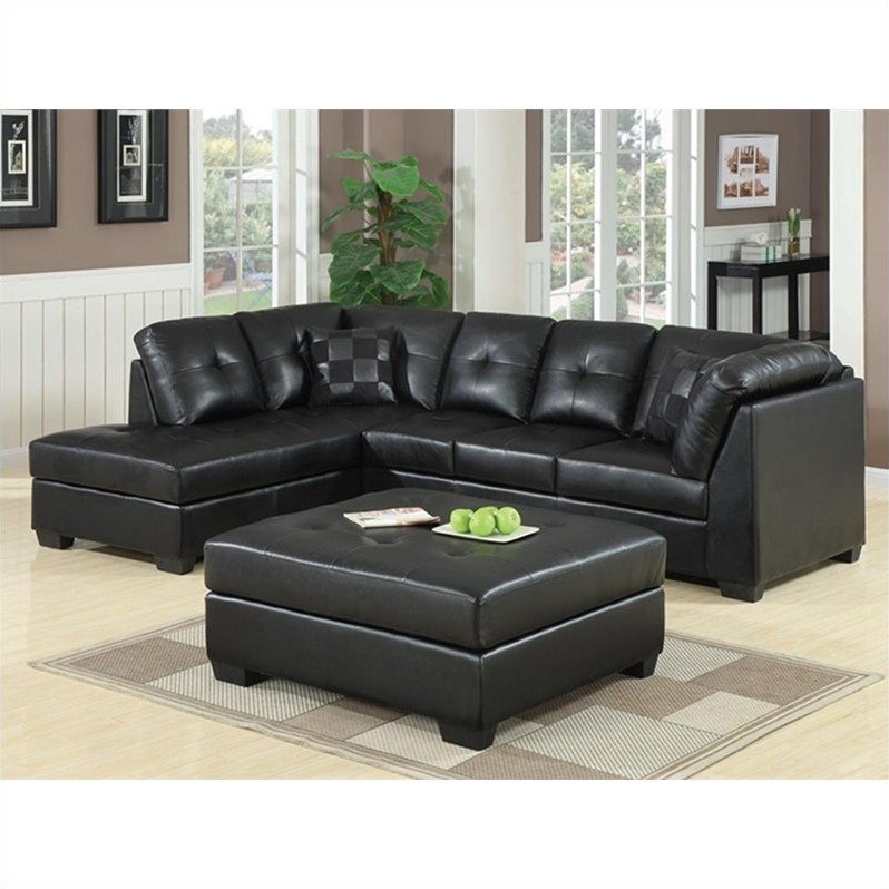 Coaster Darie Leather Sectional Sofa, Black Leather Wrap Around Couch