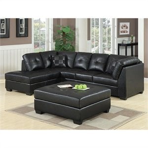 coaster darie leather sectional sofa with ottoman in black