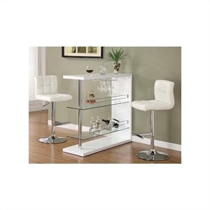 coaster contemporary bar set with 2 stools in white