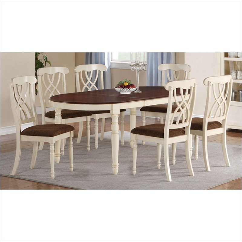 Coaster Addison 7 Piece Dining Table Set in White and Dark Cherry   10318X 7Pc PKG