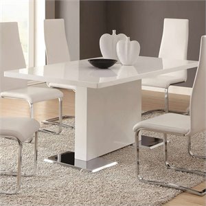 Coaster Rectangular Pedestal Contemporary Wood Dining Table in White