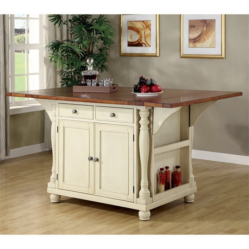 Coaster Slater Drop Leaf Kitchen Island In Brown And Buttermilk Cymax Business