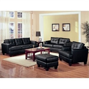 coaster samuel 3 piece leather sofa set in black