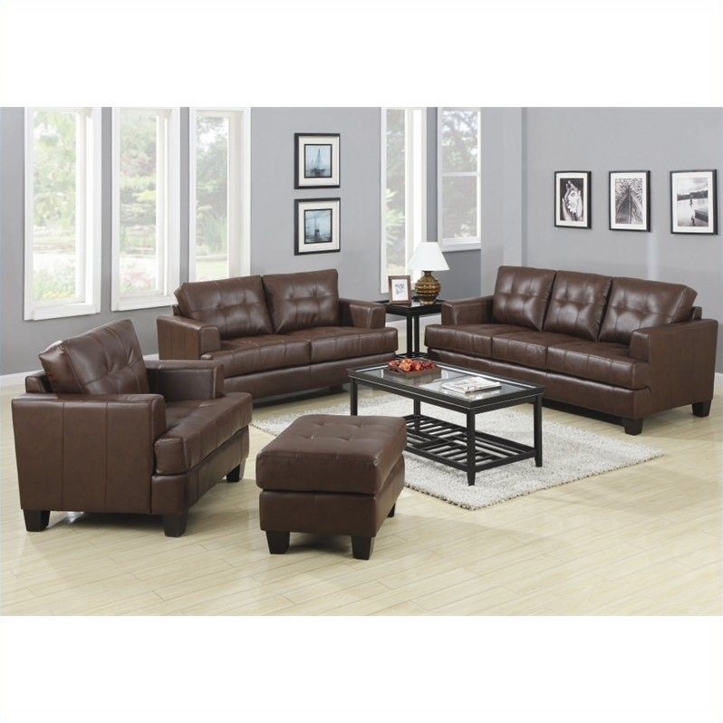 Faux Leather Sofa Set, Espresso Brown Leather Couch