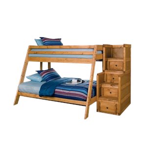 coaster wrangle hill twin over full bunk bed with stairs in amber wash