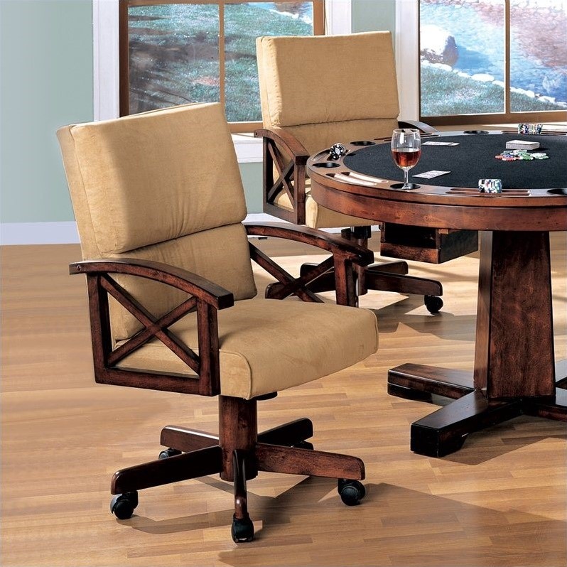 Coaster Marietta Upholstered Arm Game, Dining Room Table Chairs With Casters