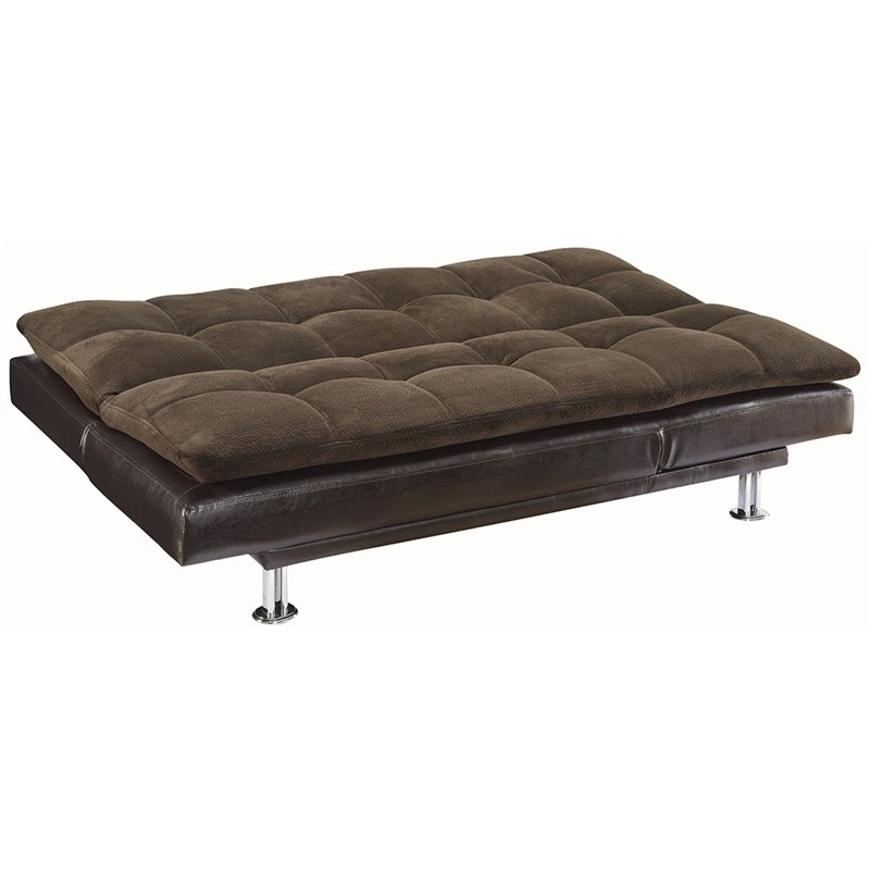 Coaster Extra Plush Convertible Armless Sofa Bed In 2 Toned Brown Coaster Extra Plush Convertible Armless Sofa Bed In 2 Toned Brown