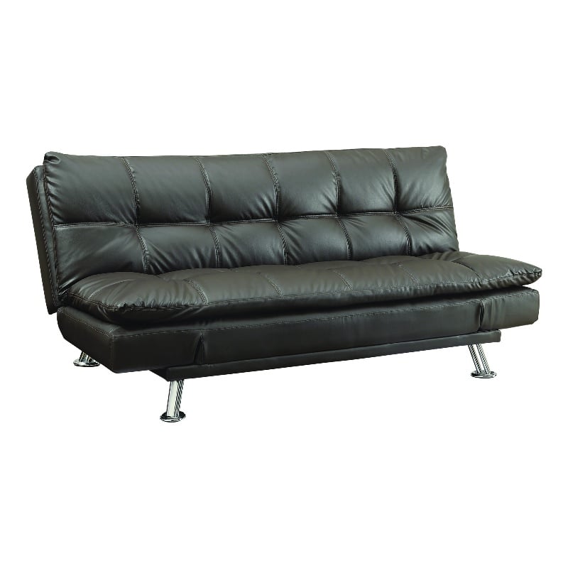 Coaster Dilleston Modern Faux Leather Tufted Sleeper Sofa In Brown ...