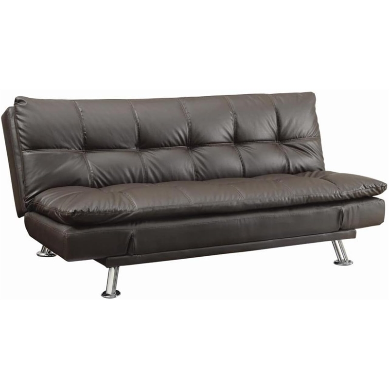 Faux Leather Tufted Sleeper Sofa