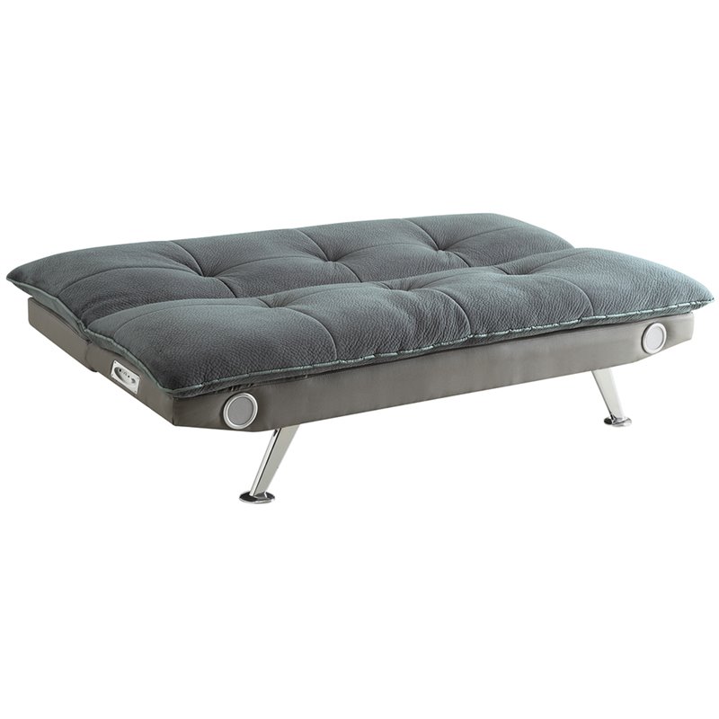 Coaster Odel Tufted Sleeper Sofa with Bluetooth Speakers in Gray