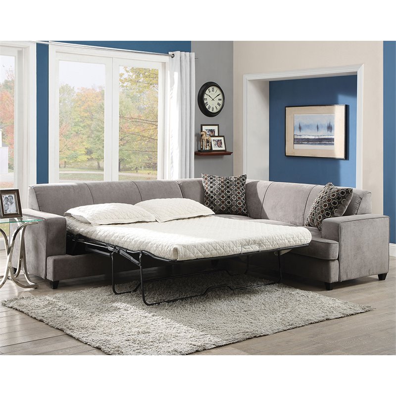 Coaster Fabric Sleeper Sectional in Gray - 500727