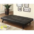 Coaster Faux Leather Tufted Sleeper Sofa in Black